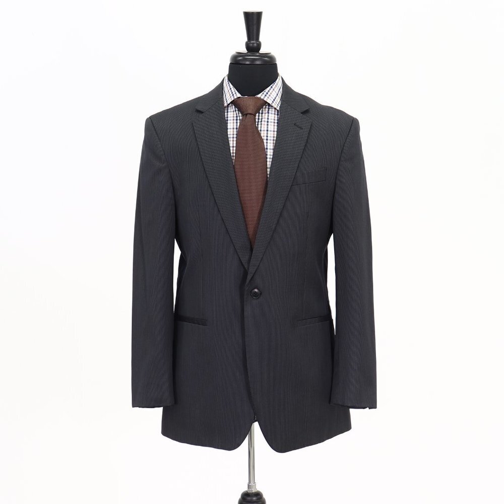 Kenneth Cole 41R Gray Striped 2-Button Sport Coat Blazer Jacket G076